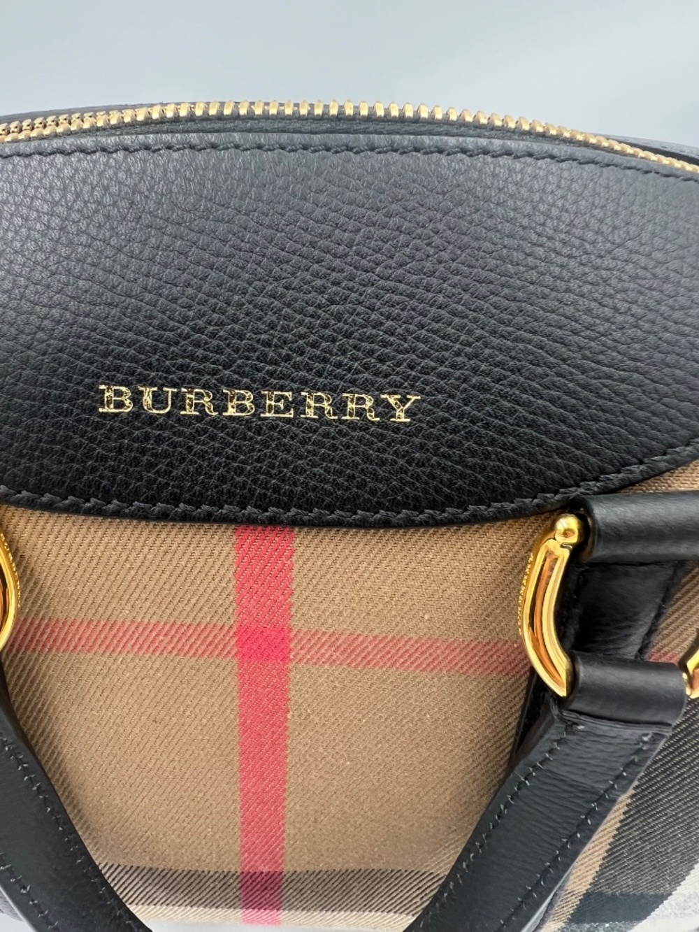 BURBERRY House Check Derby Calfskin Small Alchester Bowling Bag in Black - Picture 6 of 16